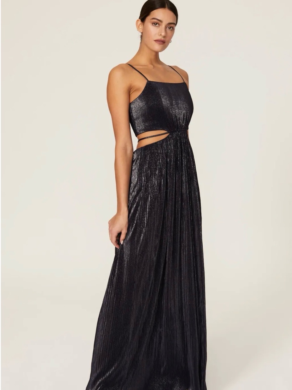 Jonathan Simkhai Navy Shimmery Cutout Maxi Dress
